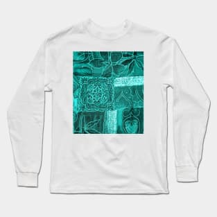 Green Abstract Tapestry Pattern Art Print Pattern Design Long Sleeve T-Shirt